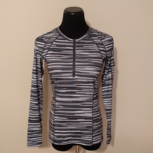 Athleta Tops - ⬇️ Athleta striped long sleeve top with zipper